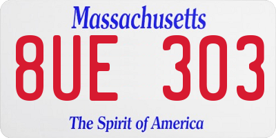 MA license plate 8UE303
