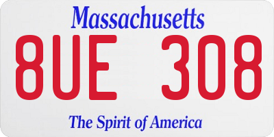 MA license plate 8UE308