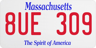 MA license plate 8UE309