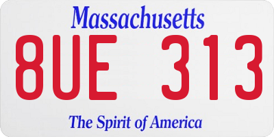 MA license plate 8UE313