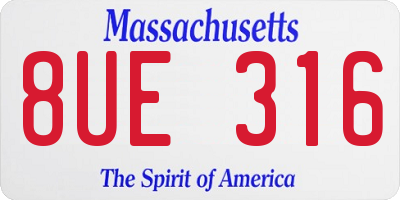 MA license plate 8UE316