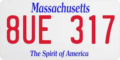 MA license plate 8UE317