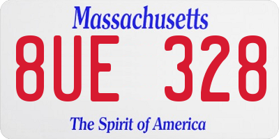 MA license plate 8UE328
