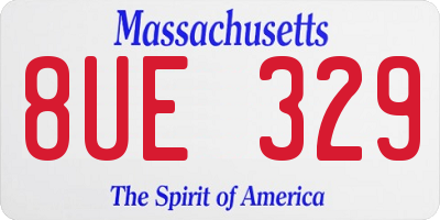 MA license plate 8UE329