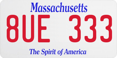 MA license plate 8UE333