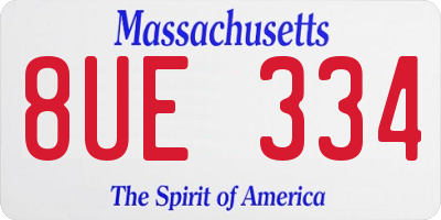 MA license plate 8UE334