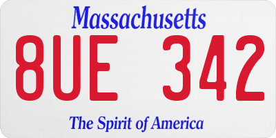 MA license plate 8UE342
