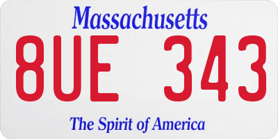 MA license plate 8UE343