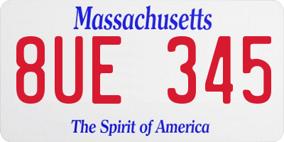 MA license plate 8UE345