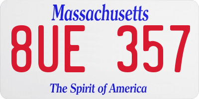 MA license plate 8UE357