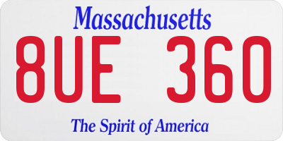 MA license plate 8UE360