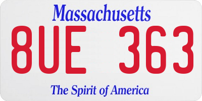 MA license plate 8UE363