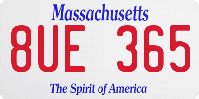 MA license plate 8UE365