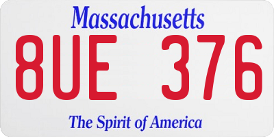 MA license plate 8UE376