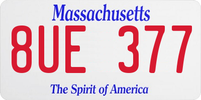 MA license plate 8UE377