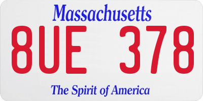 MA license plate 8UE378
