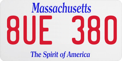 MA license plate 8UE380
