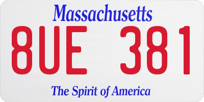 MA license plate 8UE381