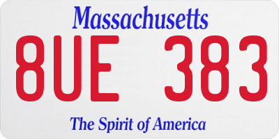 MA license plate 8UE383