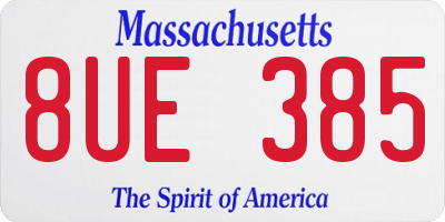 MA license plate 8UE385