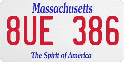 MA license plate 8UE386