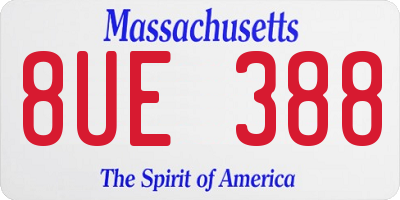 MA license plate 8UE388