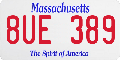 MA license plate 8UE389