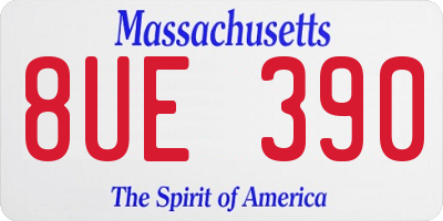 MA license plate 8UE390