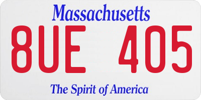 MA license plate 8UE405
