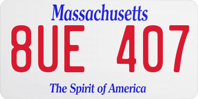 MA license plate 8UE407