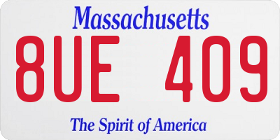 MA license plate 8UE409