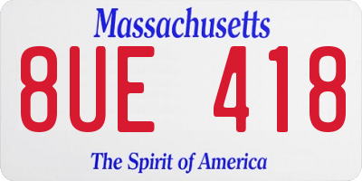 MA license plate 8UE418