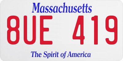 MA license plate 8UE419