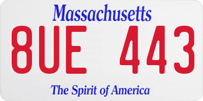 MA license plate 8UE443