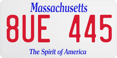 MA license plate 8UE445