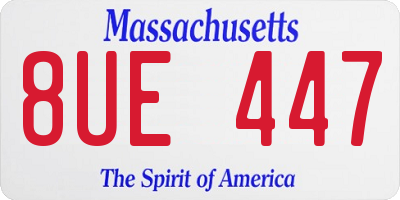 MA license plate 8UE447