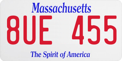 MA license plate 8UE455