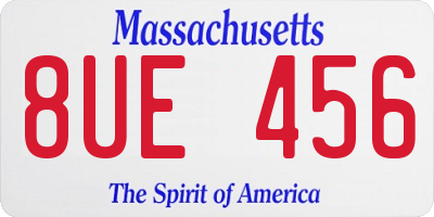 MA license plate 8UE456
