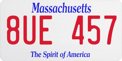 MA license plate 8UE457