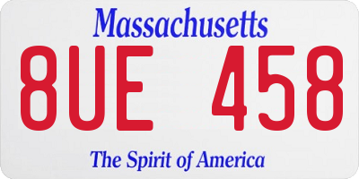 MA license plate 8UE458