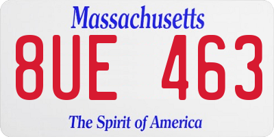MA license plate 8UE463