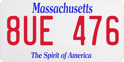 MA license plate 8UE476