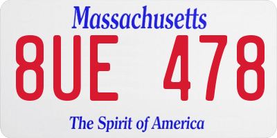 MA license plate 8UE478