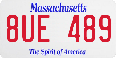 MA license plate 8UE489