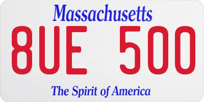 MA license plate 8UE500