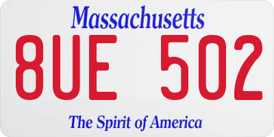 MA license plate 8UE502