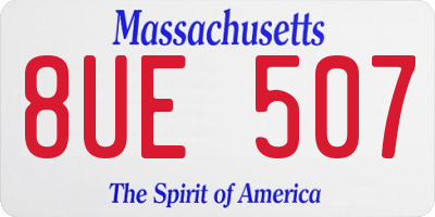 MA license plate 8UE507