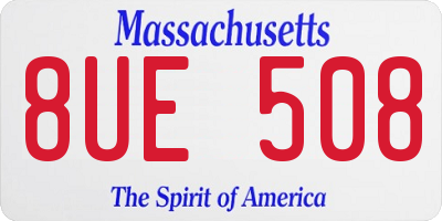 MA license plate 8UE508