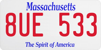 MA license plate 8UE533