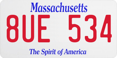 MA license plate 8UE534